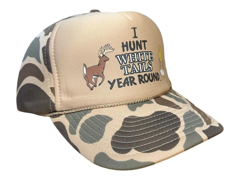 Funny Hunting Hat for Adults I Hunt White Tails Year Round Fishing Boating Summer Hat hunting fishing boating camping deer season deer hunter hat cap