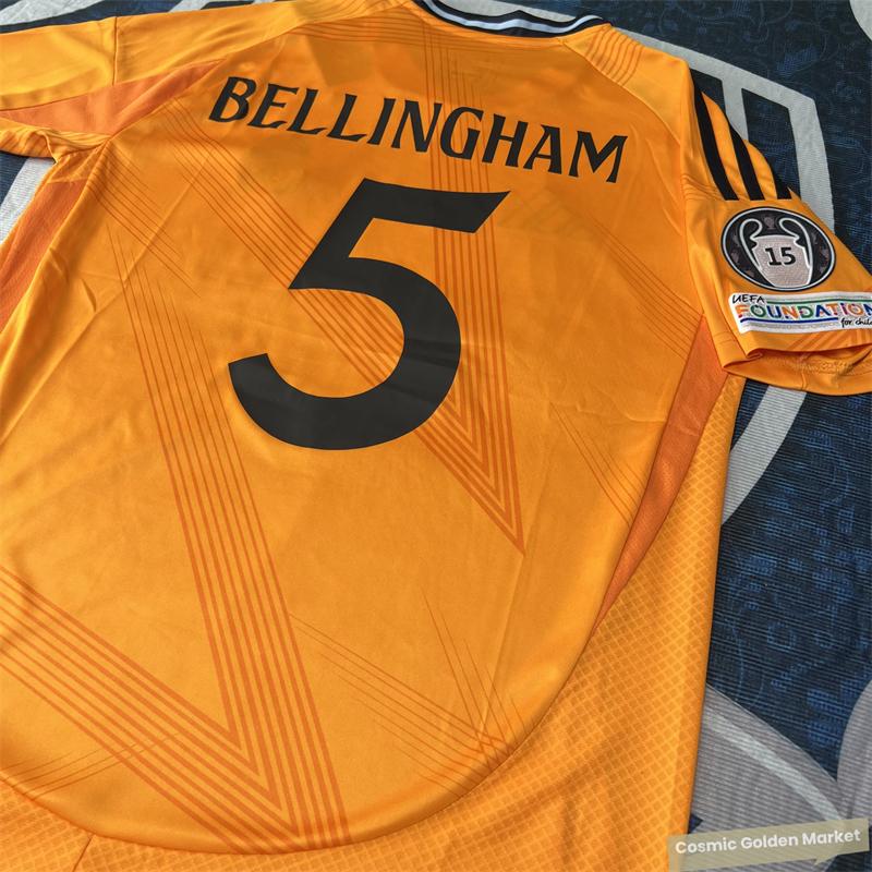 2425  Away Orange NO.5 Bellingham Short Sleeve Soccer Jerseys