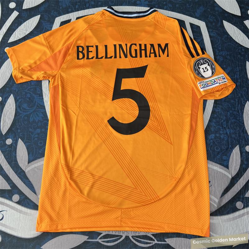 2425  Away Orange NO.5 Bellingham Short Sleeve Soccer Jerseys