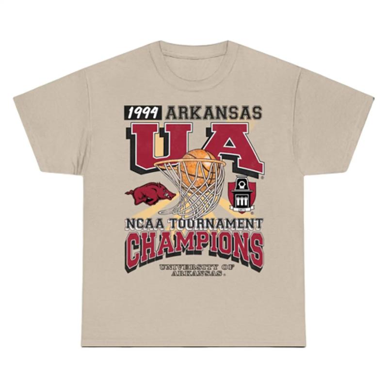 University of Arkansas Tournament Champs NCAA Merch, graphic vintage sports tees summer shirts for men