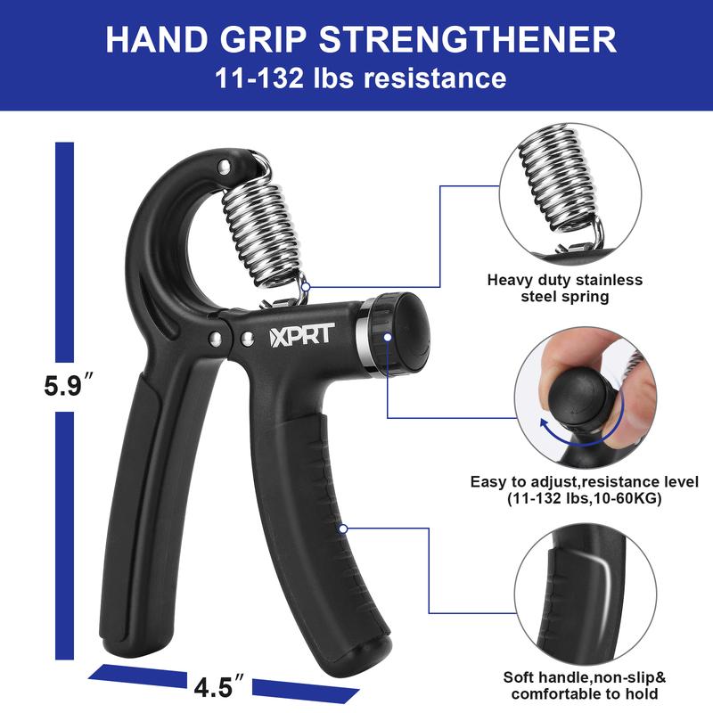 XPRT Hand Grip Strengthener Kit - Adjustable Exercises for Forearm & Finger