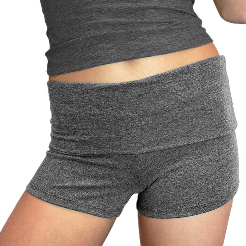 Women Fold Over Shorts Wide Waistband Rollover Yoga Shorts Y2K Low Rise Booty Shorts