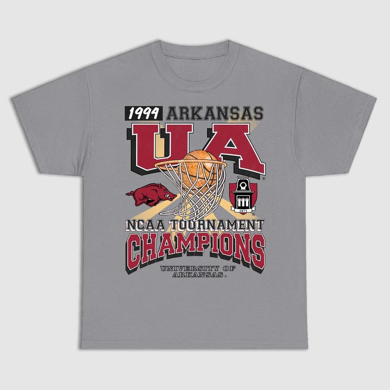 University of Arkansas Tournament Champs NCAA Merch, graphic vintage sports tees summer shirts for men