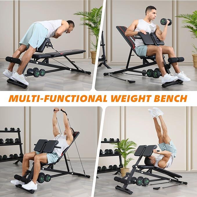 OPPSDECOR Multi-Functional Weight Bench,Hyper Back Extension, Roman Chair, Adjustable Sit up Bench, Incline Decline Bench