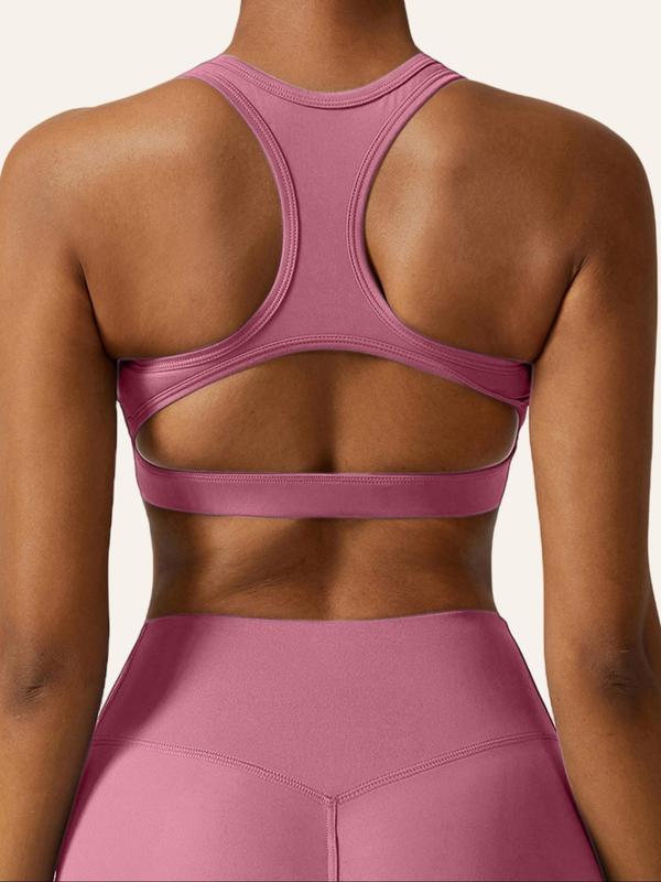 Women's Solid Cut Out Backless Wireless Bra, Breathable Comfortable Sports Bra, Ladies Lingerie for All Seasons