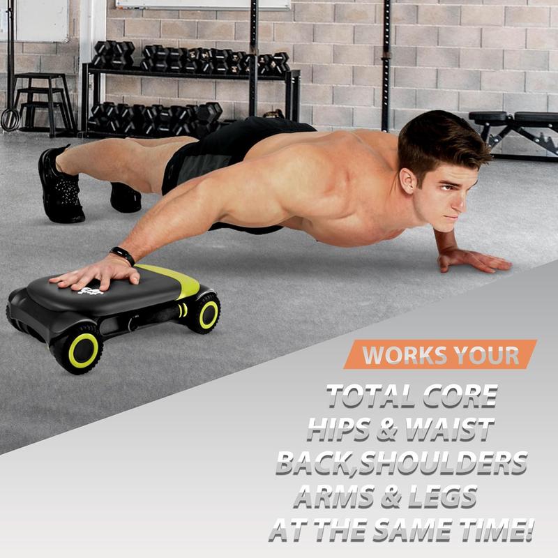 Wonder Core Four-Wheel Ab Roller with Elbow Support and Automatic Rebound for Strong Abdominal Muscles adjustable size