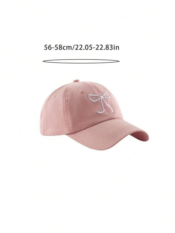 Bowknot Embroidery Baseball Cap, Casual Outdoor Sports Hat for Women & Men, Adjustable Sun Protection Cap for Daily Wear