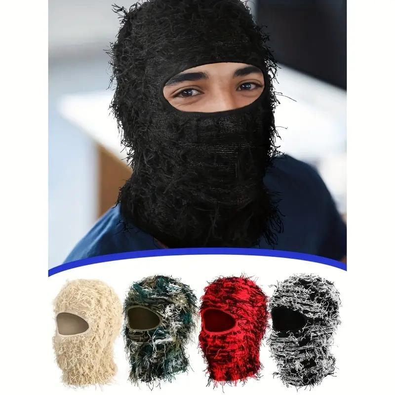 Full Face Knitted Balaclava, 1 Count Windproof Warm Knitted Balaclava, Winter Outdoor Sports Face Mask for Skiing, Snowboarding, Cycling, Running