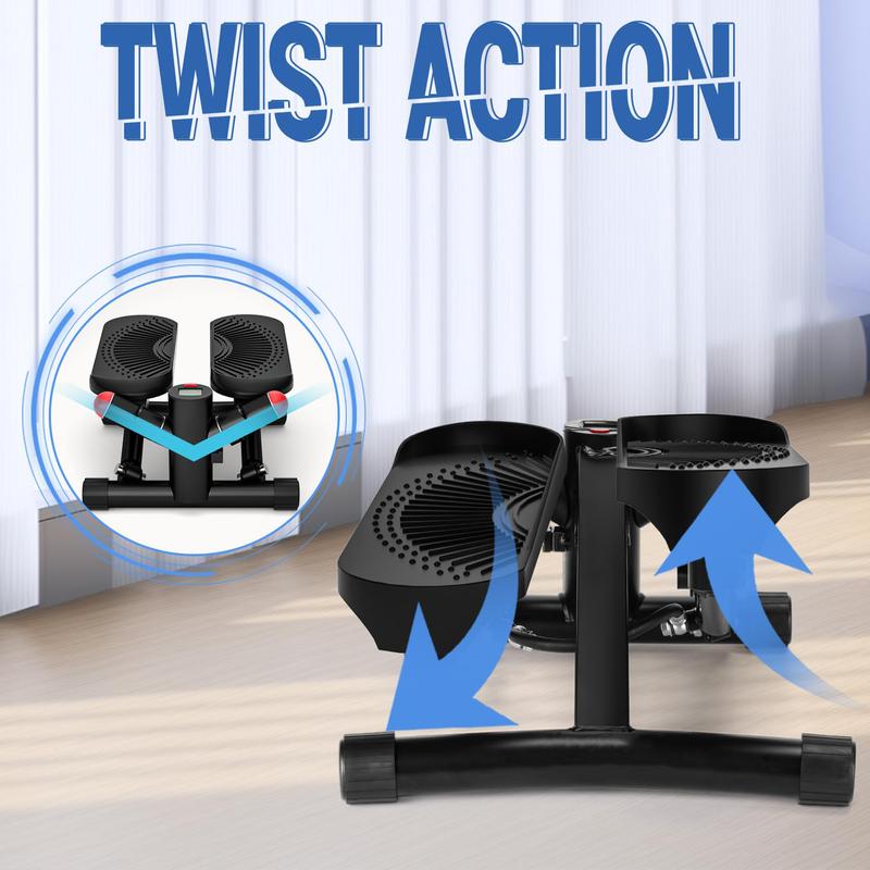 2024 New Stepper for Exercise at Home,Upgraded Air-Powered Twist Steppers with Resistance Bands,Stair Stepper with 330lbs Loading Capacity,10DB Super Quiet Twist Stepper Portable Exercise Equipment for Full Body Workout vibrationalplates