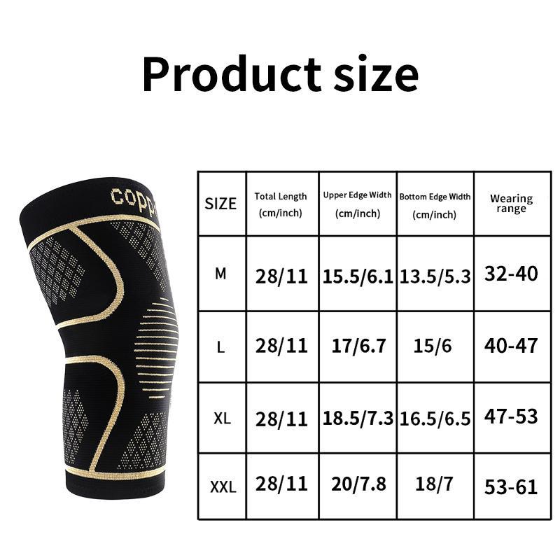 Professional Copper Sports Knee Pads, 2 Counts set Unisex Knitting High Elasticity Knee Leg Sleeve, Suitable for Fitness Running Football and Other Sports, Christmas Gift