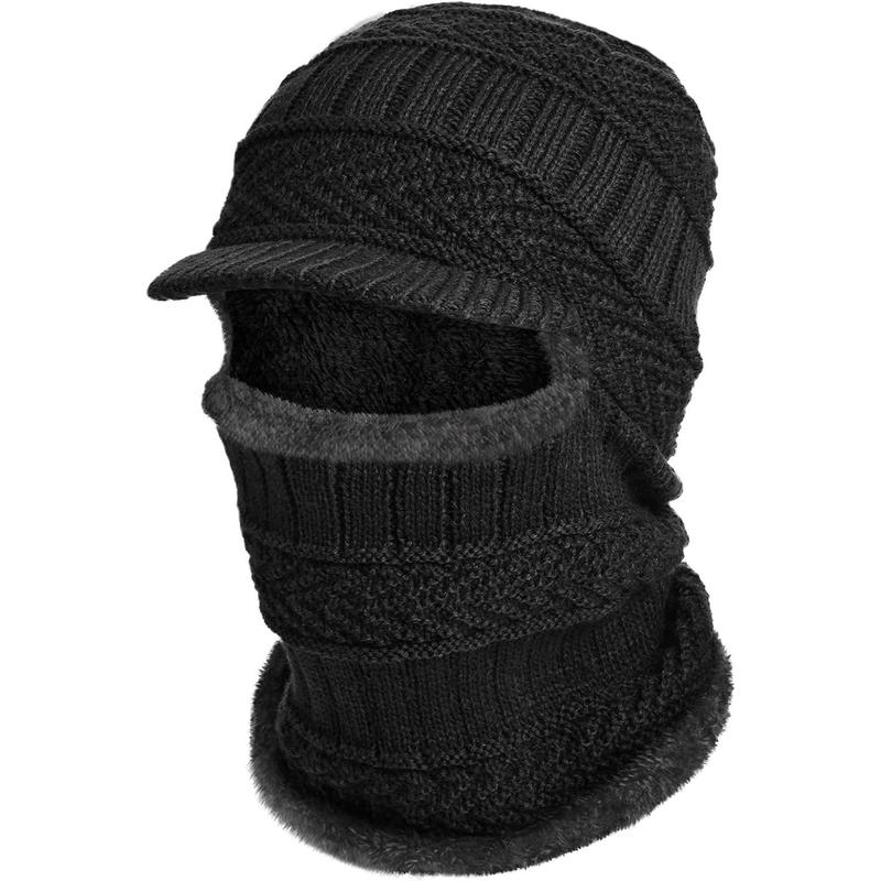 3 count Winter Knitted Balaclava Beanie Hat Neck Warmer Ski Face Cover Neck GaiterWindproof Hood for Women Men Adult