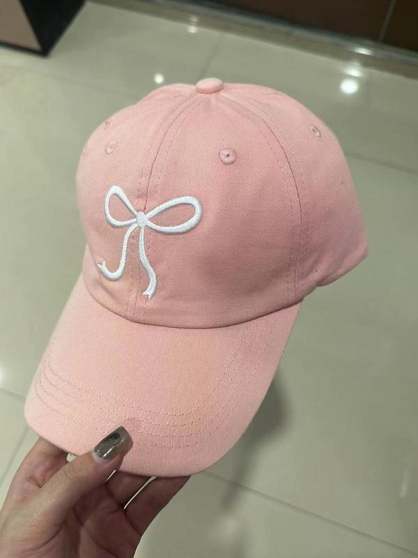 Bowknot Embroidery Baseball Cap, Casual Outdoor Sports Hat for Women & Men, Adjustable Sun Protection Cap for Daily Wear