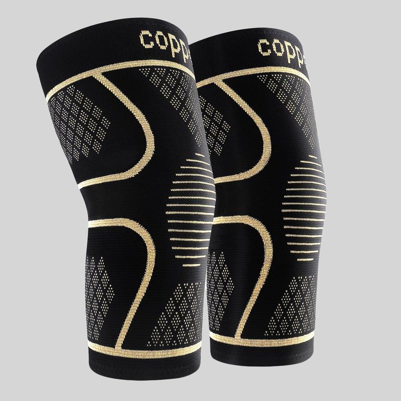 Professional Copper Sports Knee Pads, 2 Counts set Unisex Knitting High Elasticity Knee Leg Sleeve, Suitable for Fitness Running Football and Other Sports, Christmas Gift