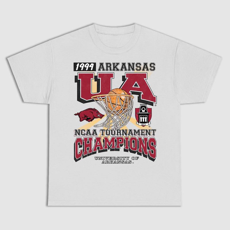 University of Arkansas Tournament Champs NCAA Merch, graphic vintage sports tees summer shirts for men