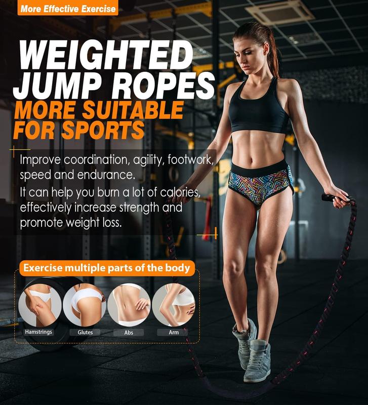 Weighted Jump Rope for Fitness - 9.8ft Heavy Battle Ropes for Exercise, 3LB Workout Rope for Women & Men, Skipping Rope For Gym Training, Home Workout