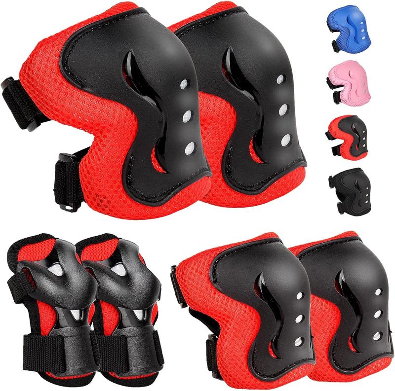 Kids Safety Protective Gear Set for Ages 3-12 Years, Adjustable Knee Pads, Elbow Pads, Wrist Guards for Boys Girls Youth Skateboard, Roller Skating, Scooter, Cycling