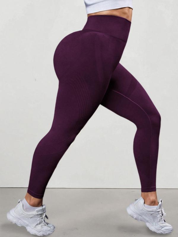  Sporty Solid Color High Waist Sports Leggings, High Stretch Seamless Yoga Leggings, Ladies Sportswear for Indoor Outdoor Wear