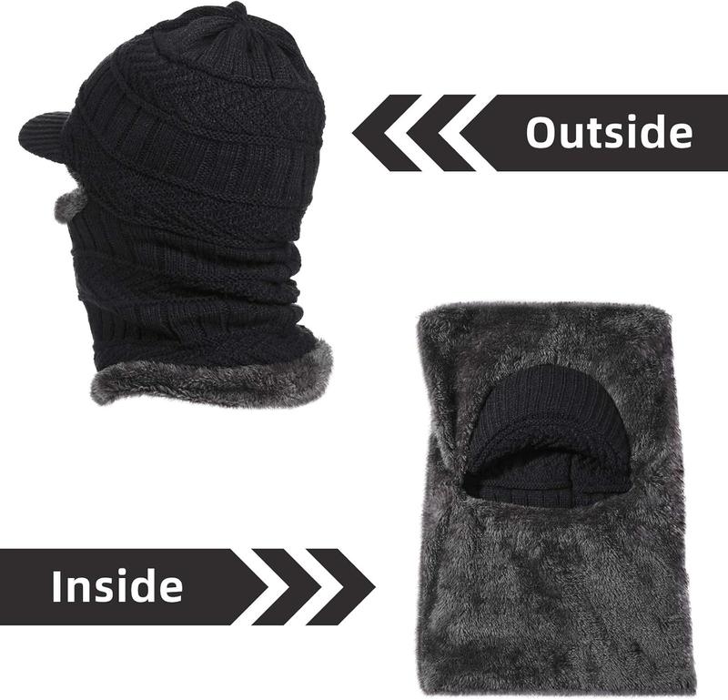 3 count Winter Knitted Balaclava Beanie Hat Neck Warmer Ski Face Cover Neck GaiterWindproof Hood for Women Men Adult