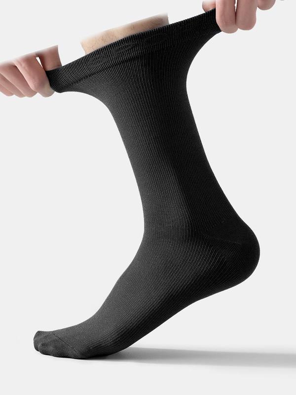 5 Pairs Mens Womens Solid Sports Athletic Work Crew Long Socks Classic Socks, Size 6-11