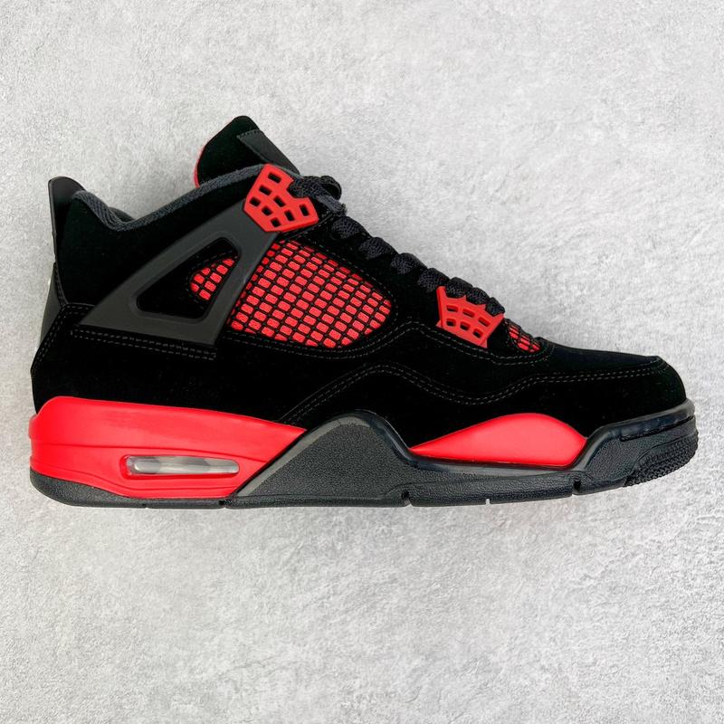 Hot selling Jordan 4 black and red color blocked fashionable classic high top cushioned casual sports shoes Winter Hot Sale