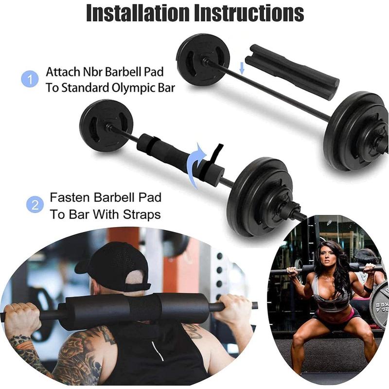 Squat Pad - Foam Barbell Pad for Squats Cushion, Lunges & Bar Padding for Hip Thrusts - Standard Olympic Weight Bar Pad - Provides Cushion to Neck and Shoulders While Training