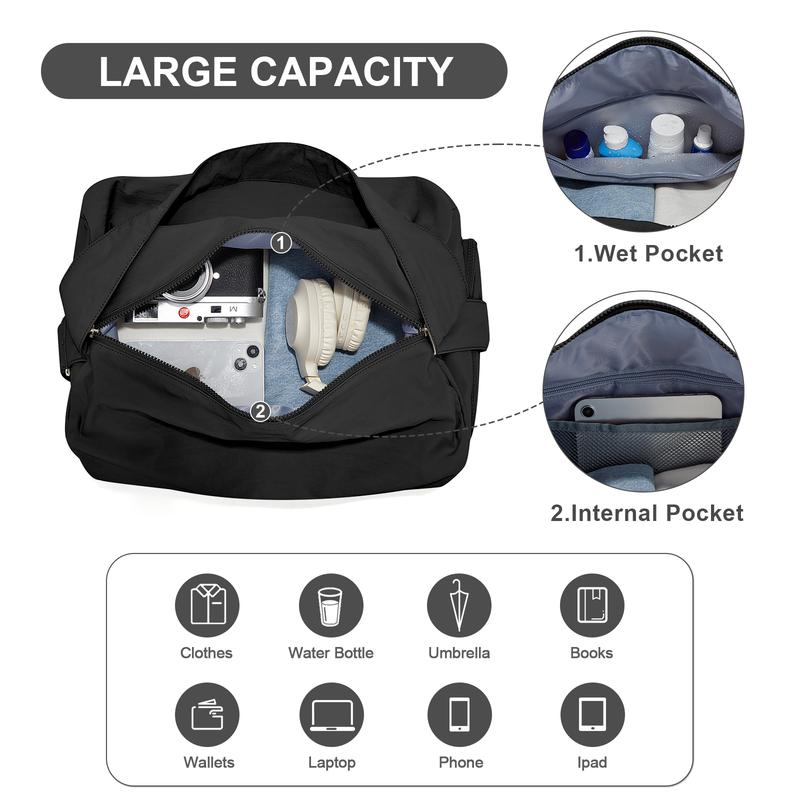 Small Gym Bag with Shoe Compartment, Workout Sport Duffle Bag for Women Travel, Waterproof Shoulder Overnight Bag Lightweight Carry on Tote Bag for Swim, Yoga, Dance