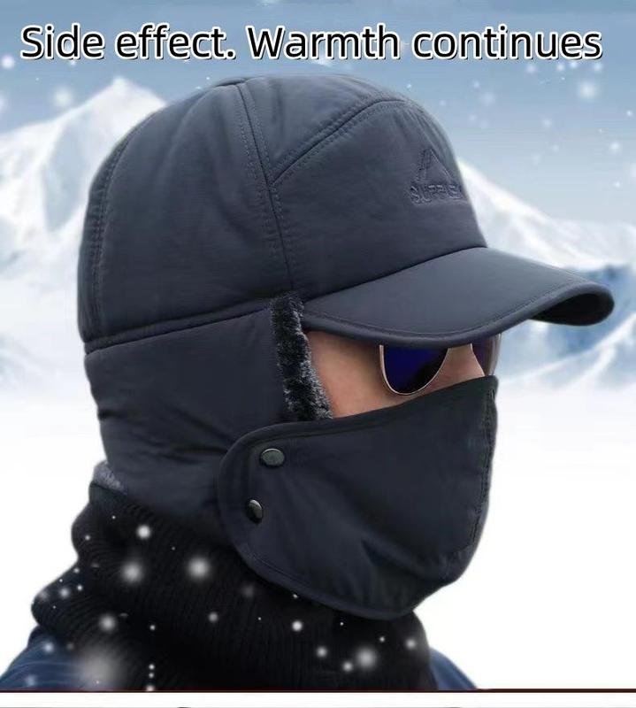 2 in 1 Winter Essentials Warm Hat, Thicken Faux Fur Outdoor Sports Hat with Removable Face Mask,Outdoor Sports Accessories