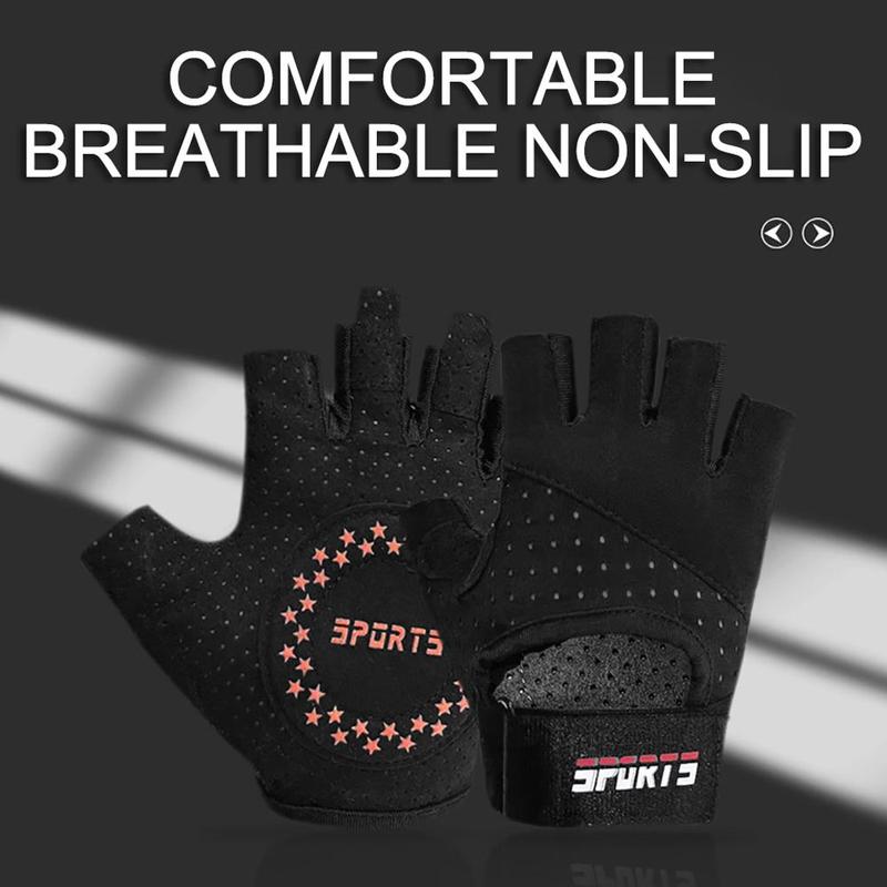 Unisex's Letter & Star Print Sports Gloves, Breathable Comfortable Sports Gloves for Gym Workout, Sports & Outdoor Clothing Accessories for Men & Women