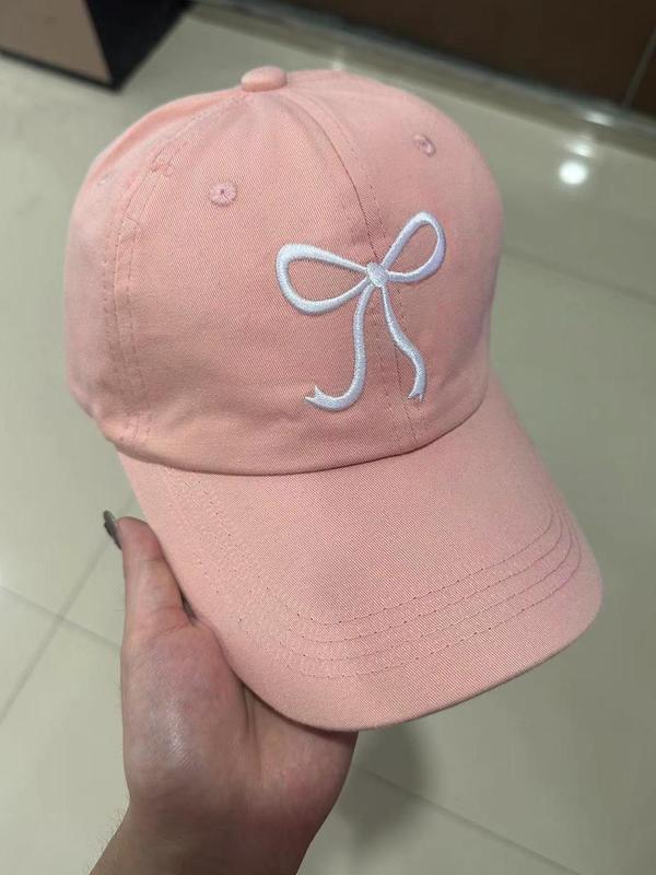 Bowknot Embroidery Baseball Cap, Casual Outdoor Sports Hat for Women & Men, Adjustable Sun Protection Cap for Daily Wear