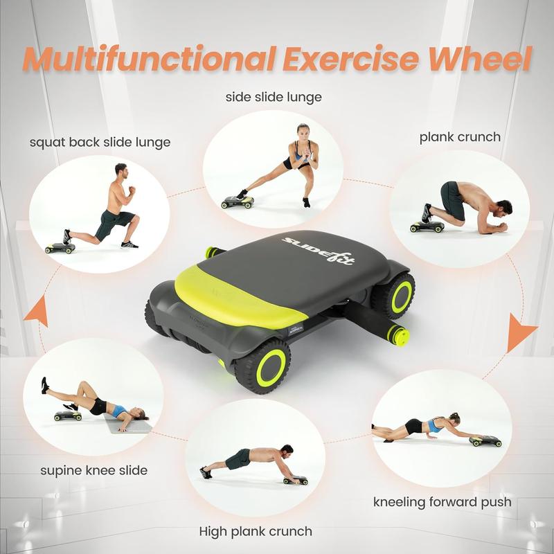 Wonder Core Four-Wheel Ab Roller with Elbow Support and Automatic Rebound for Strong Abdominal Muscles adjustable size