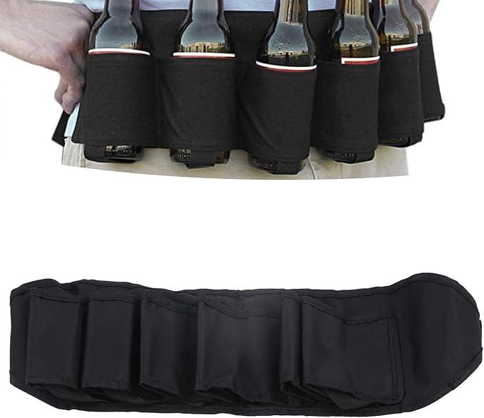 Beer Belt Holster Beer Soda Bottle Holder Belts Drink Can Holder Adjustable Waist Pack Bag Holds 6 Cans Perfect for Parties Picnics Hiking