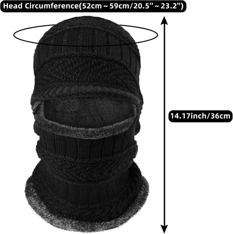 3 count Winter Knitted Balaclava Beanie Hat Neck Warmer Ski Face Cover Neck GaiterWindproof Hood for Women Men Adult