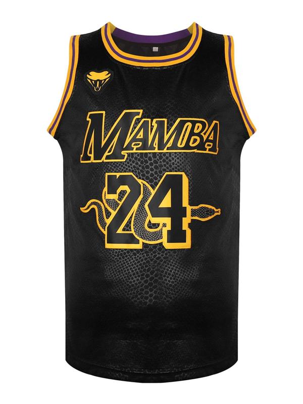 Men's Letter & Number Print Contrast Binding Basketball Jersey, Loose Casual Breathable Basketball Vest, Men's Sportswear for Training & Leisure Wear