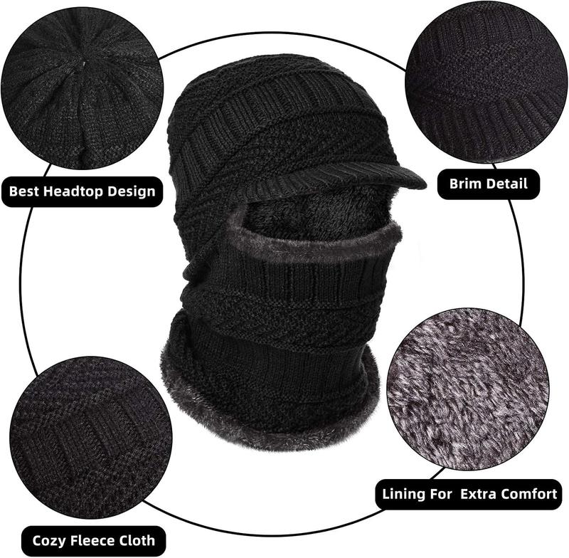 3 count Winter Knitted Balaclava Beanie Hat Neck Warmer Ski Face Cover Neck GaiterWindproof Hood for Women Men Adult