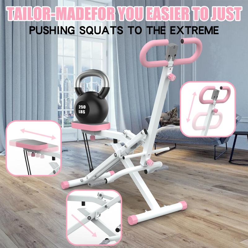 Squat Machine for Home, Squat Ride   Rowing Machine with Adjustable Resistance, Foldable Exercise Equipment, Glute & Leg Cardio Workout Machine