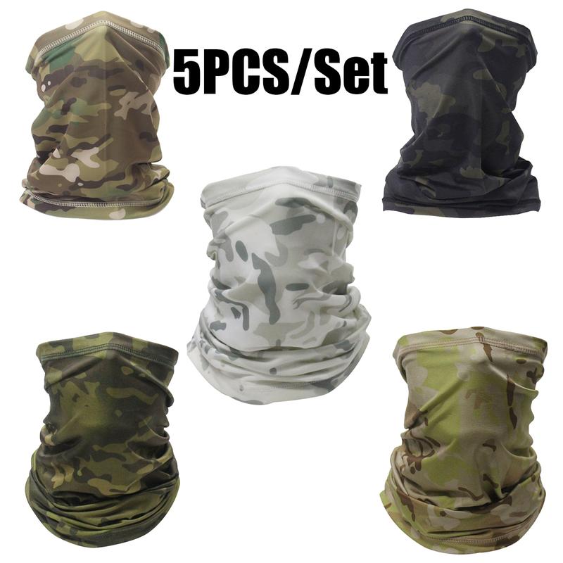 5PCS Camouflage Balaclava Face Mask UV Protection Men Women Sun Hood Tactical Motorcycle Running Riding