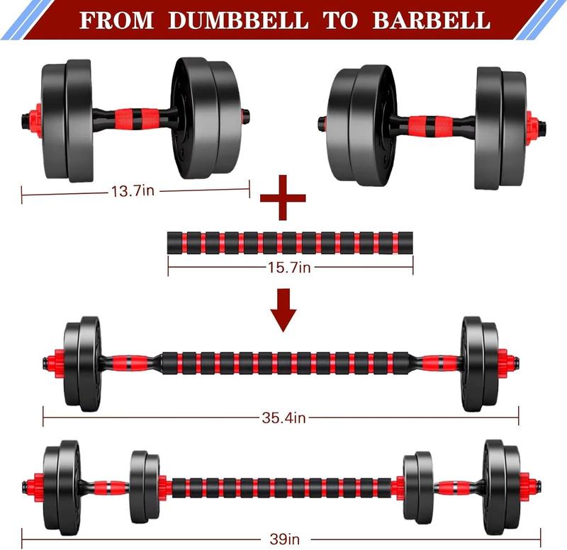 Adjustable-Dumbbells-Sets, 20 30 40 60 80lbs Free Weights-Dumbbells Set of 2 Convertible To Barbell A Pair of Lightweight for Home Gym