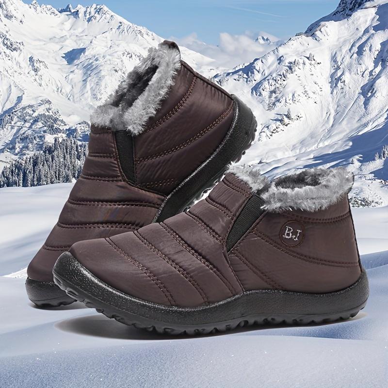 Men's Snow Boots, Winter Thermal Shoes, Windproof Hiking Boots With Fuzzy Lining