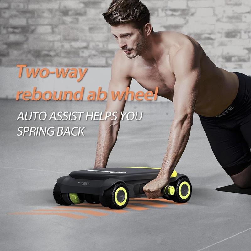 Wonder Core Four-Wheel Ab Roller with Elbow Support and Automatic Rebound for Strong Abdominal Muscles adjustable size