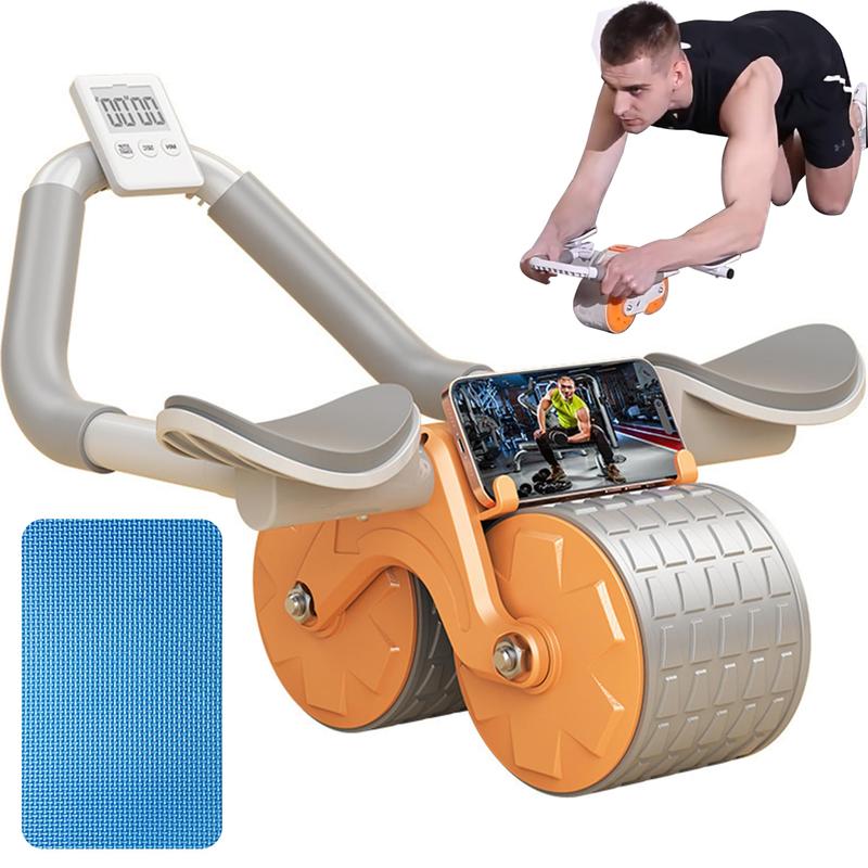 2024 Automatic Rebound Abdominal Wheel with Knee Pads and Timer for Core Muscle Training