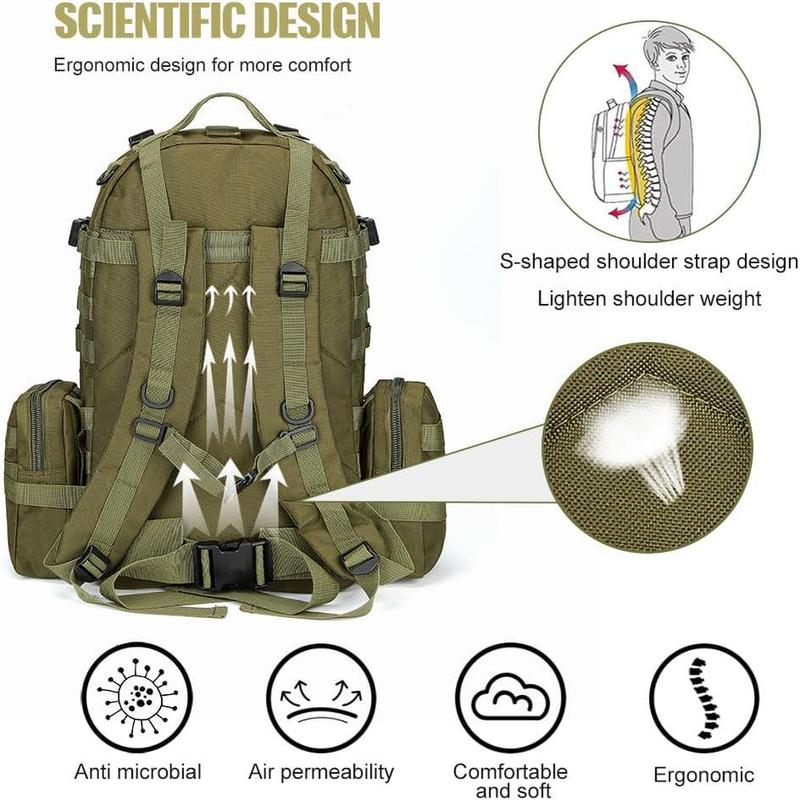 Large Military Tactical Backpack for Men, 40-50L Military Backpack for Men and Women, Bug out Bag Army 3 Days Assault Pack Bag Rucksack with Molle System