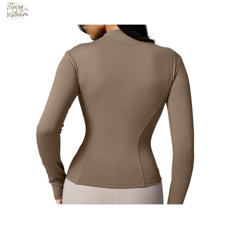 Women's Workout Jacket Solid Color Quick Dry Lightweight Zip Up Yoga Jacket AthleticFit Tops