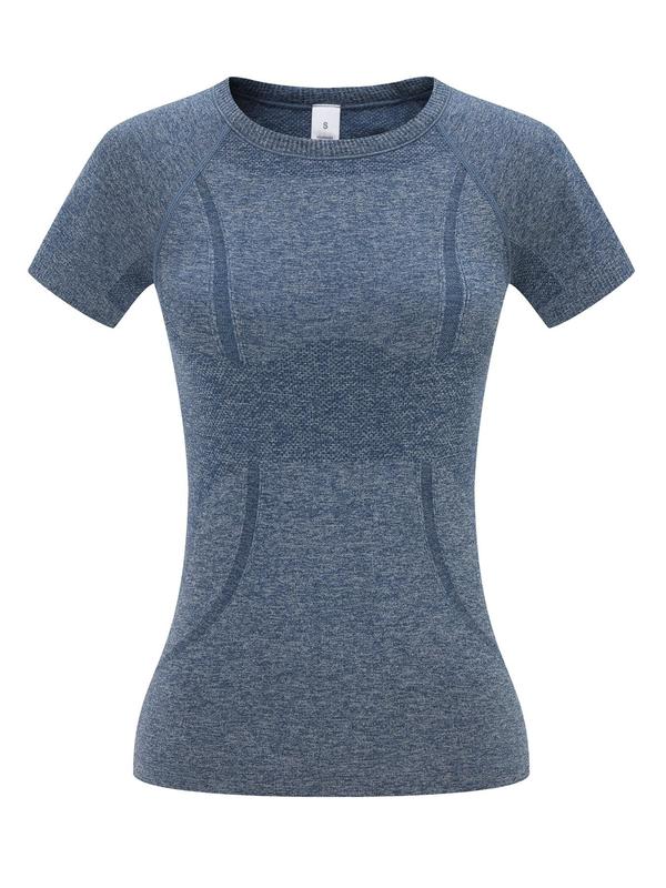 Women's Solid Raglan Sleeve Sports Tee, Quick Drying Breathable Round Neck Short Sleeve T-shirt, Ladies Back To School Sportswear Gym Tops for Fall, Workout Tops Compression Shirts, Yoga Tops, Fall Tops 2024, Fallfreshness, Cute Gym Clothes