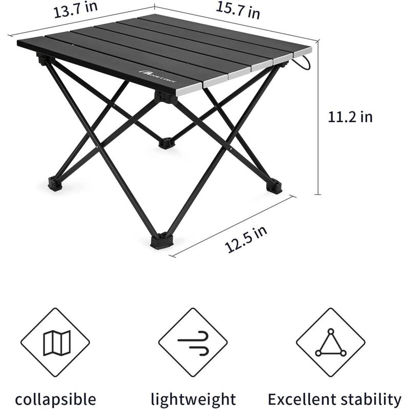 MOON LENCE Camping Table,Folding Beach Table,Small ,Outdoor Ultralight Aluminum Camping Table, Portable Compact Backpacking Travel Table for Beach, Picnics,Cooking, Hiking