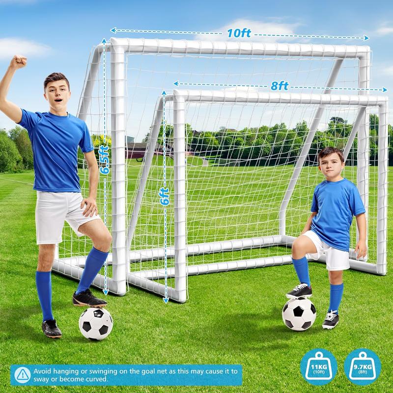 Backyard Soccer Goal , 8x6FT 10x6.5FT Goalpost Soccer Net with Soccer Targets for Goals Training, Soccer Goals with Weatherproof UPVC Frame and Ground Stakes.