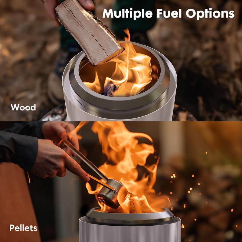 Solo Stove Mesa, 7 Inch Tabletop Fire Pit with Stand - Smokeless, Stainless Steel Fire Pit for Camping, Outdoor & Patio- Wood Burning or Pellet Fueled Portable Bonfire, 2.75lbs