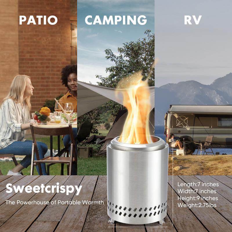 Solo Stove Mesa, 7 Inch Tabletop Fire Pit with Stand - Smokeless, Stainless Steel Fire Pit for Camping, Outdoor & Patio- Wood Burning or Pellet Fueled Portable Bonfire, 2.75lbs