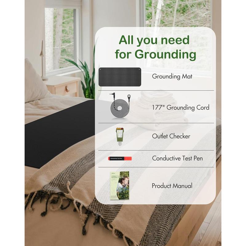 Grounding Mat for Bed, Earth Mat Grounding Pad for Sleeping, Grounding Cord Included (Twin 27