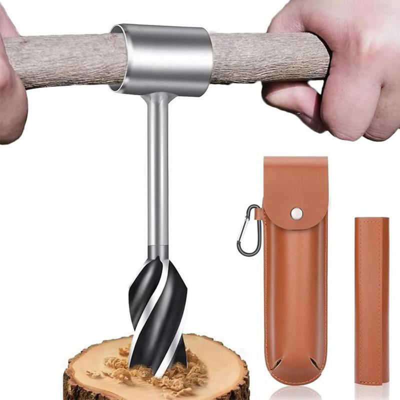 Manual Spiral Hole Digger Tool, Multipurpose Cutting Drill Survival Tool Set, Woodworking Spiral Hole Drill Set, Suitable for Outdoor Camping