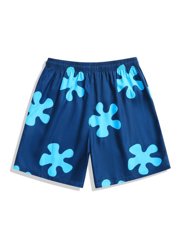 Men's Summer Clothes, All Over Print Pocket Drawstring Shorts, Regular Fit Stylish Floral Print Elastic Waist Swim Trunks, Going Out Outfit, Summer Beach Shorts, Trendy Menswear Clothing, Drippy Outfits, Lazy School Outfit, Please Order One Size Up